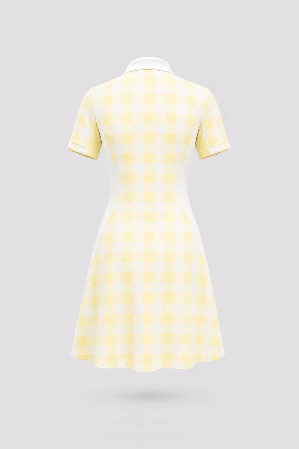 The Contour Zip Polo Golf Dress - Yellow Gingham