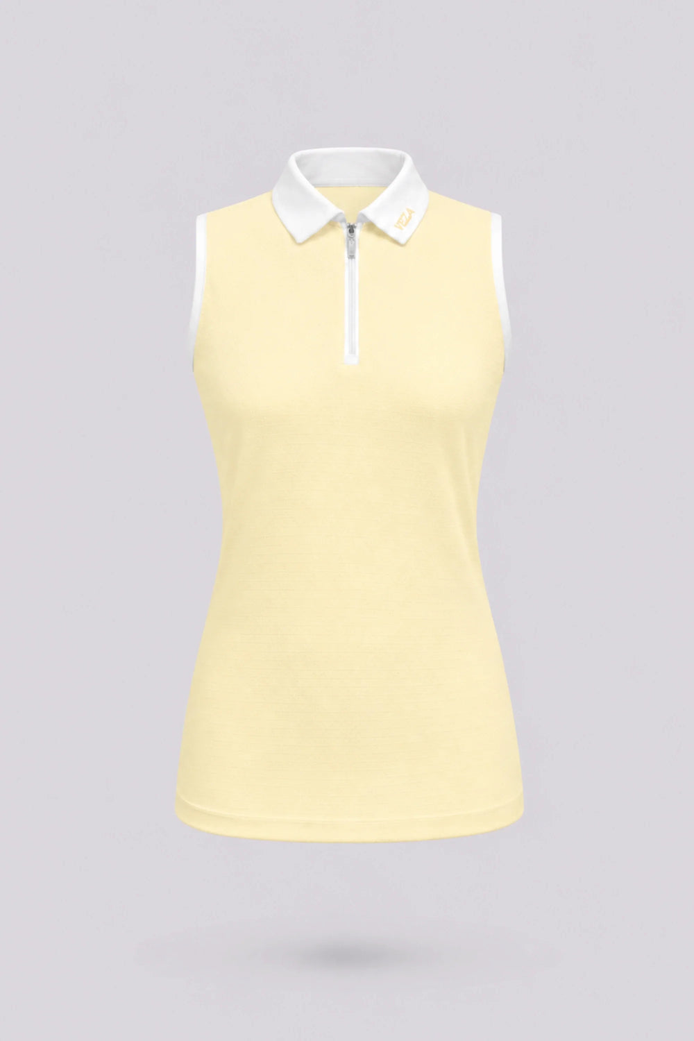 The Sleeveless Zip Neck Golf Polo - Yellow