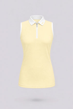 The Sleeveless Zip Neck Golf Polo - Yellow