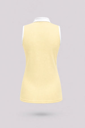 The Sleeveless Zip Neck Golf Polo - Yellow
