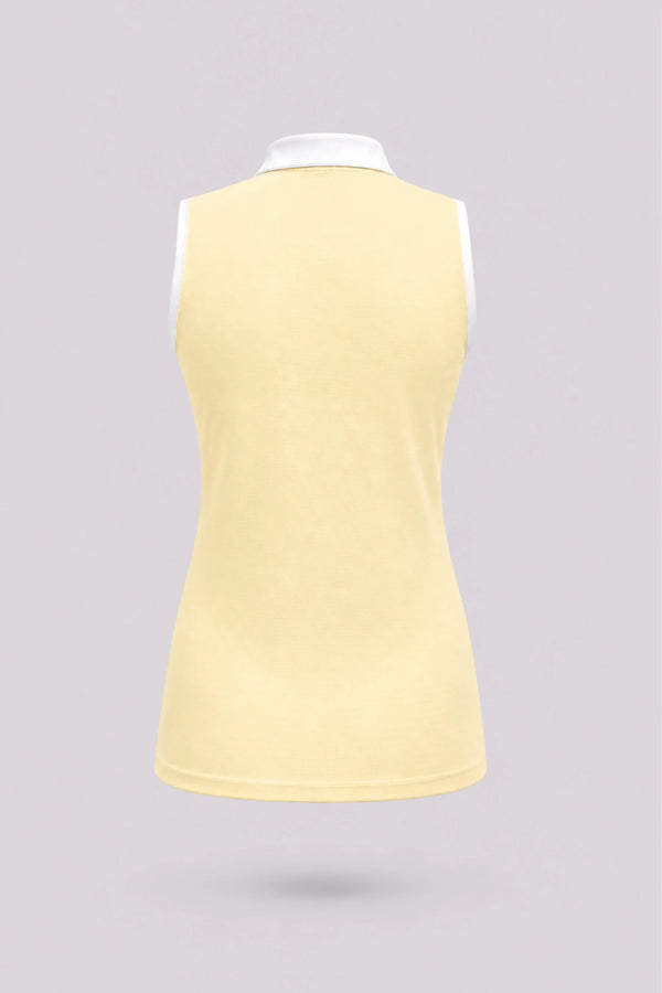 The Sleeveless Zip Neck Golf Polo - Yellow