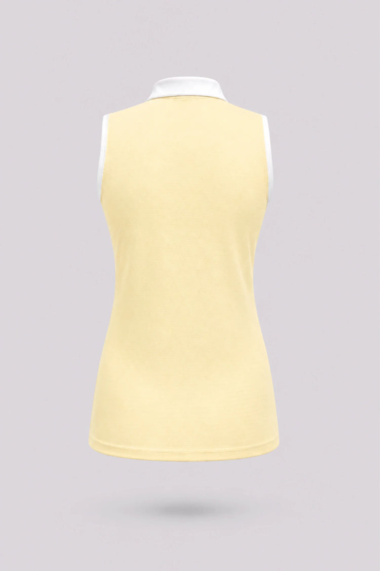 The Sleeveless Zip Neck Golf Polo - Yellow