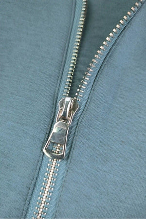 Women's Cropped Half-Zip Hoodie - Slate Blue