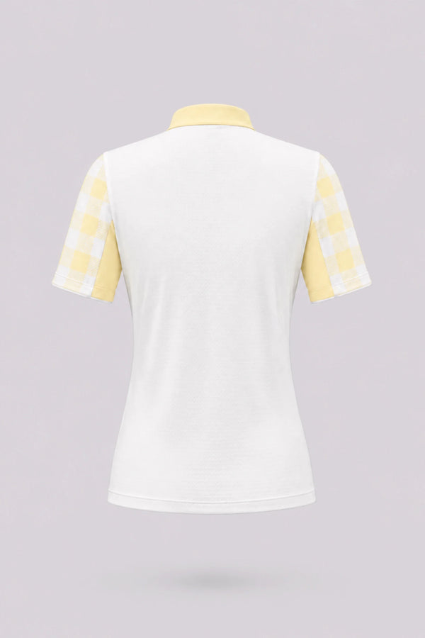 The Contour Zip Neck Top - Yellow Gingham