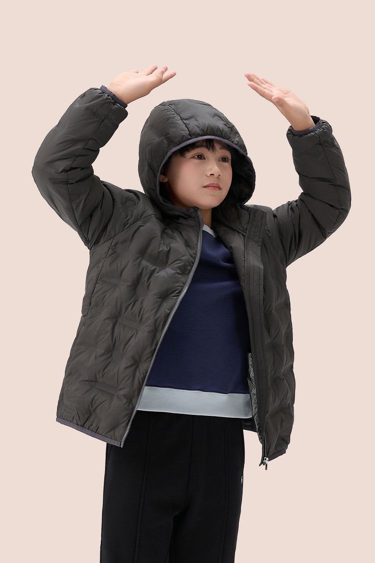 Lightweight Goose Down Coat - Charcoal