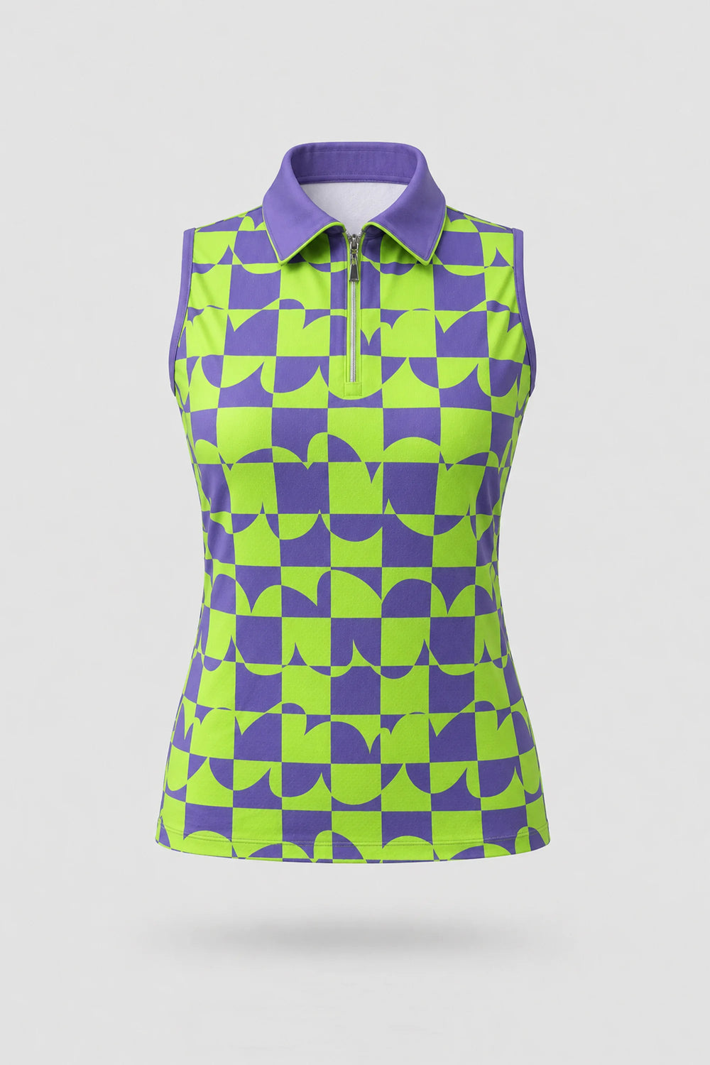 The Sleeveless Zip Neck Golf Polo - Paradox Geo