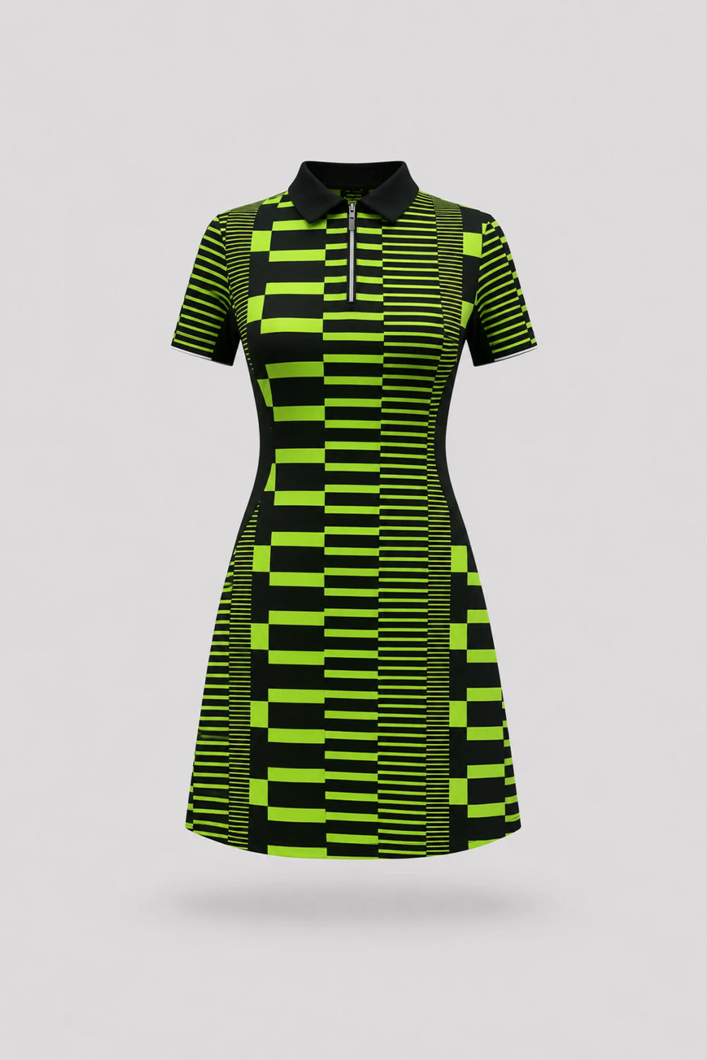 The Contour Zip Polo Golf Dress - Circuit Stripe