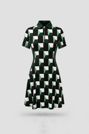 The Contour Zip Polo Golf Dress - Club Geo