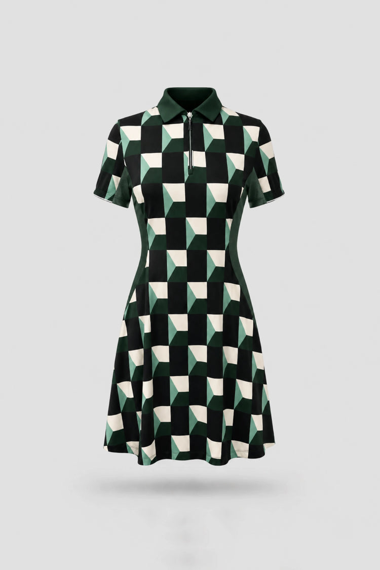 The Contour Zip Polo Golf Dress - Club Geo