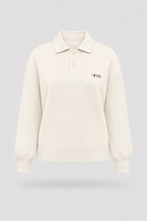 The Sculpt Knit Polo Sweatshirt - Ivory