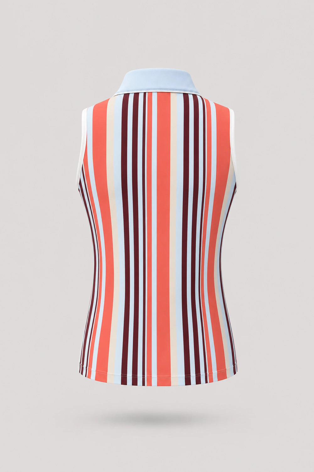 The Sleeveless Zip Neck Golf Polo - Resort Stripe