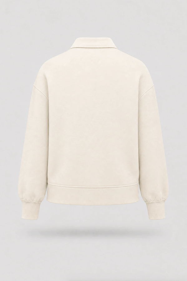 The Sculpt Knit Polo Sweatshirt - Ivory