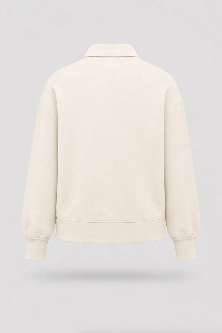 The Sculpt Knit Polo Sweatshirt - Ivory