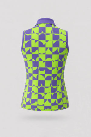 The Sleeveless Zip Neck Golf Polo - Paradox Geo