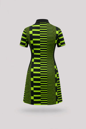 The Contour Zip Polo Golf Dress - Circuit Stripe