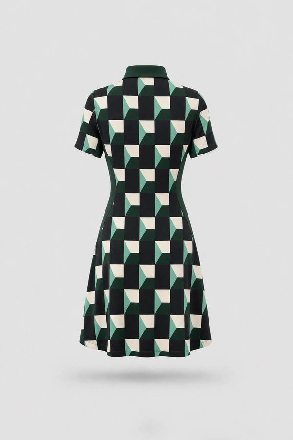 The Contour Zip Polo Golf Dress - Club Geo