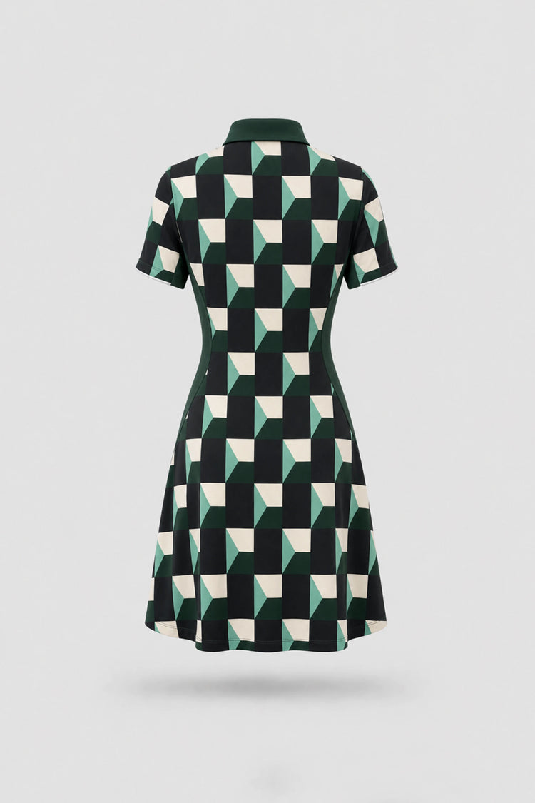 The Contour Zip Polo Golf Dress - Club Geo