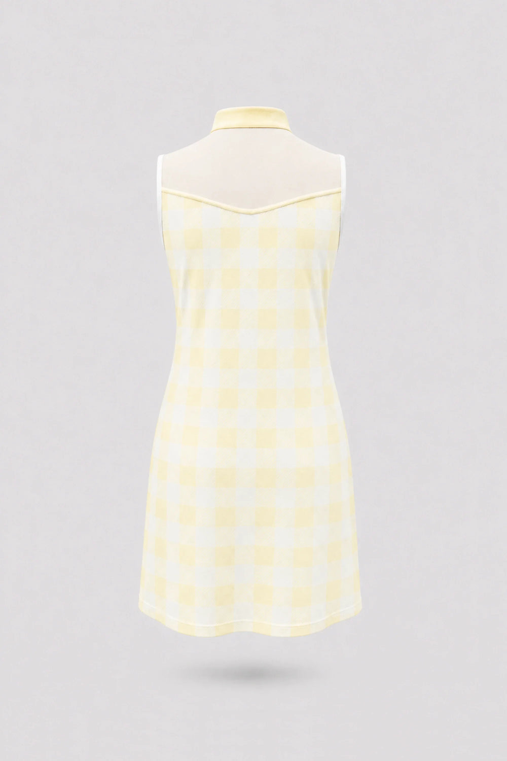 The Sleeveless Zip Golf Dress - Yellow Gingham
