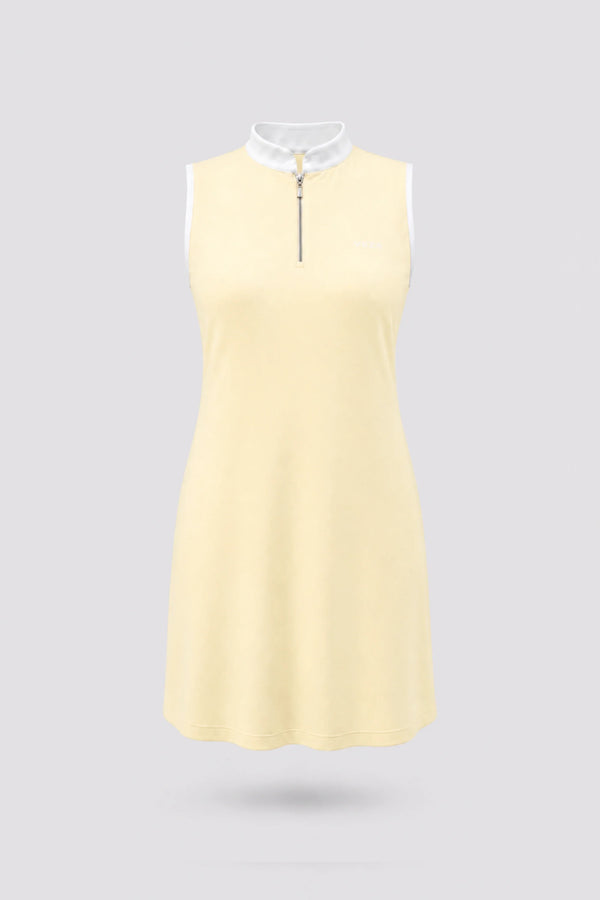 The Sleeveless Zip Golf Dress - Yellow