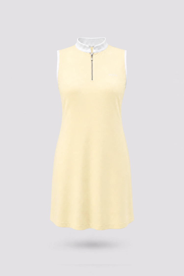The Sleeveless Zip Golf Dress - Yellow