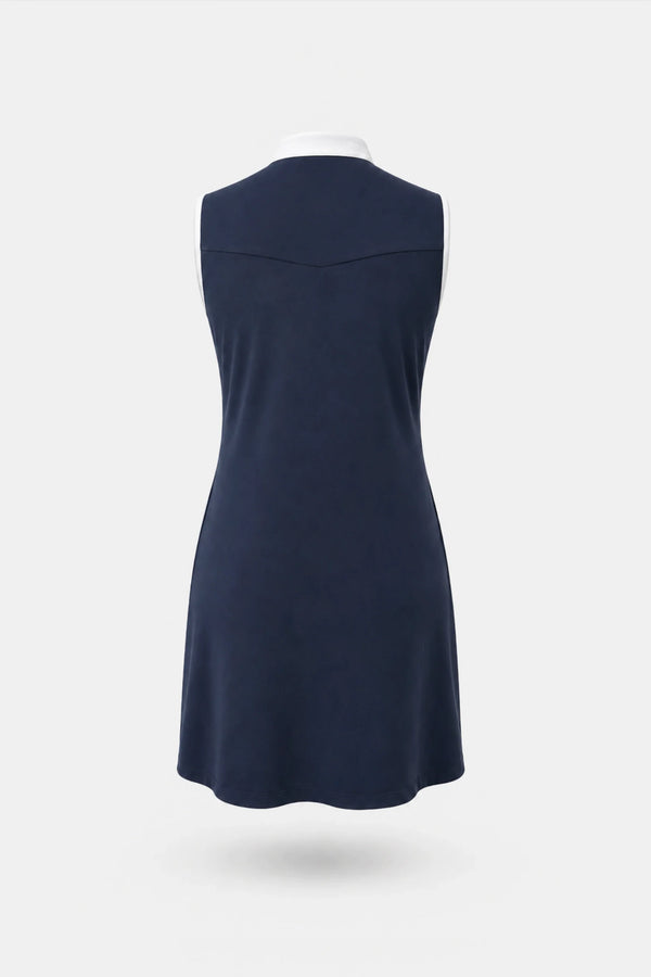 The Sleeveless Zip Golf Dress - Navy