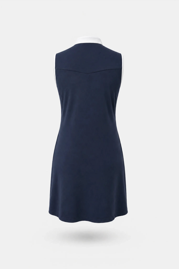 The Sleeveless Zip Golf Dress - Navy