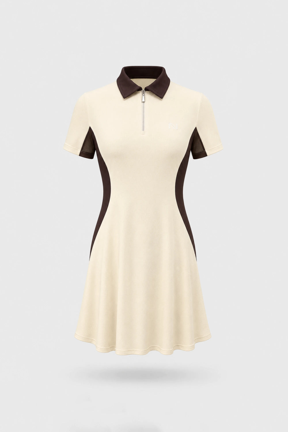 The Contour Zip Polo Golf Dress - Cream