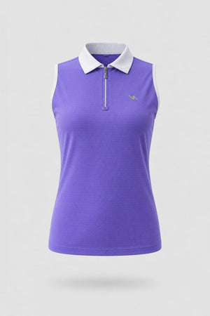 The Sleeveless Zip Neck Golf Polo - Violet