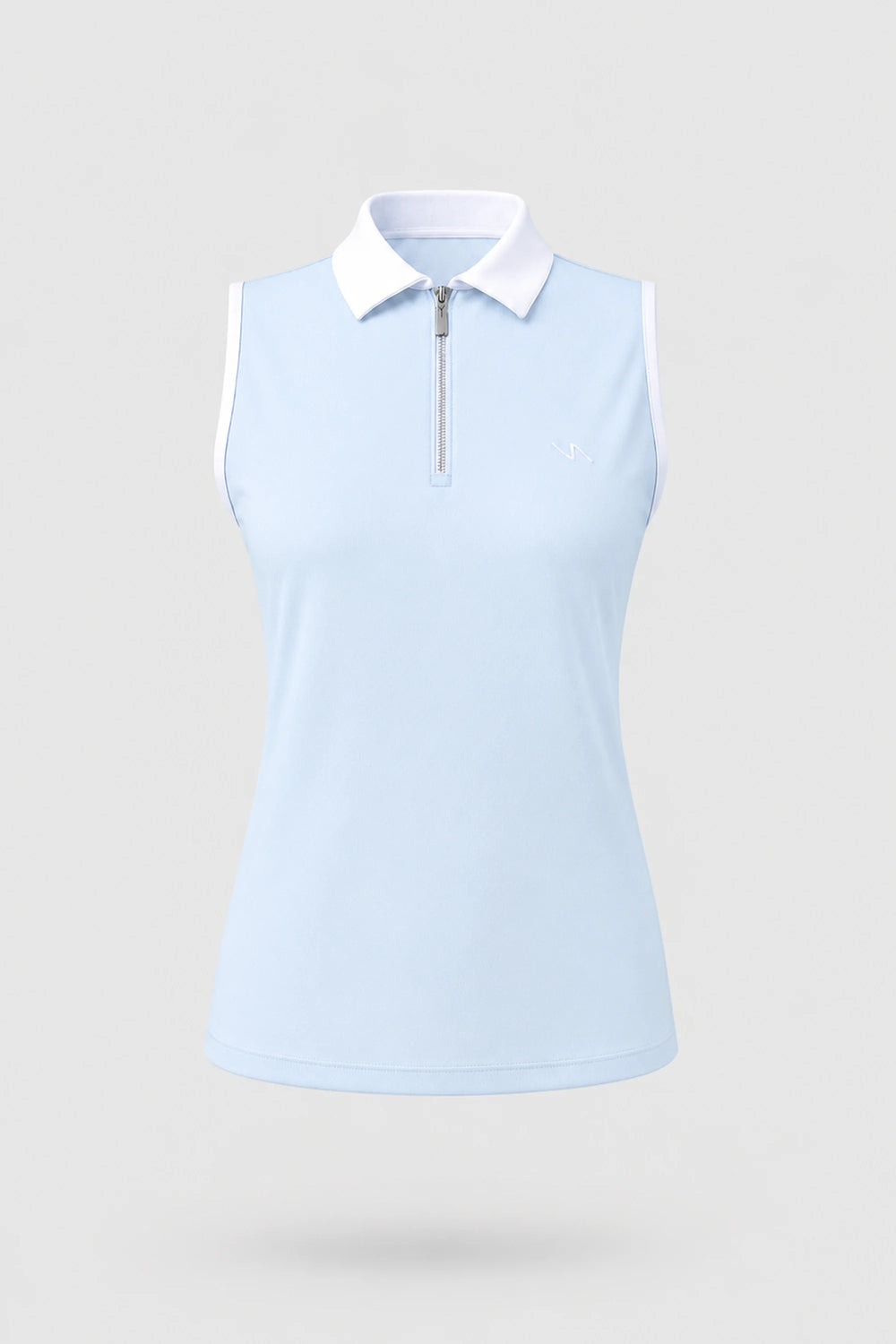 The Sleeveless Zip Neck Golf Polo - Sky Mist