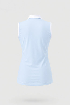 The Sleeveless Zip Neck Golf Polo - Sky Mist
