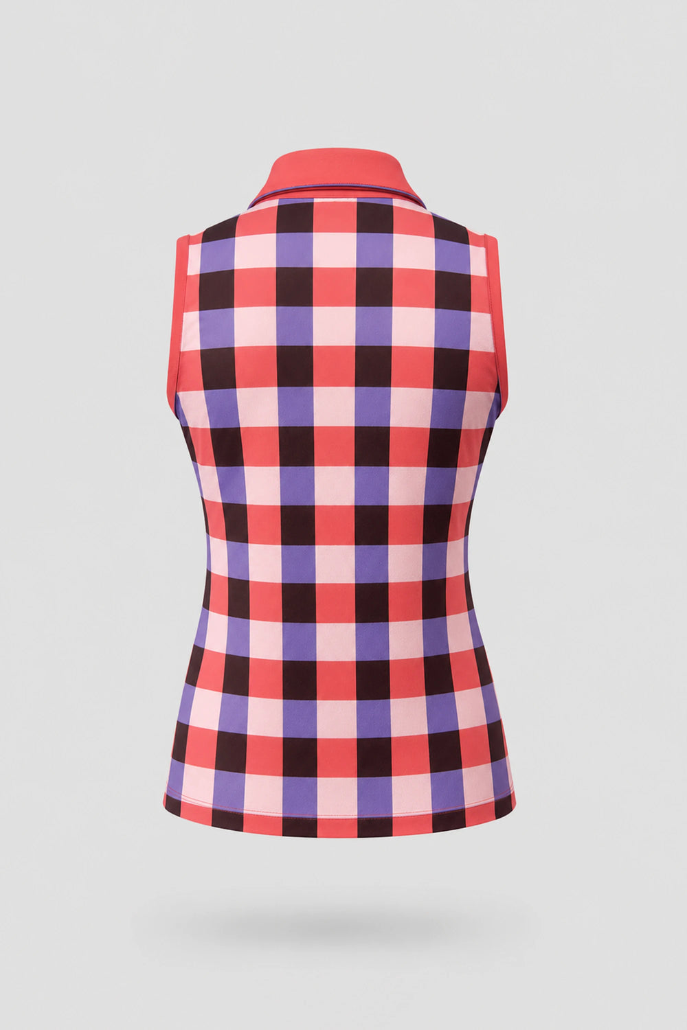 The Sleeveless Zip Neck Golf Polo - Match Plaid