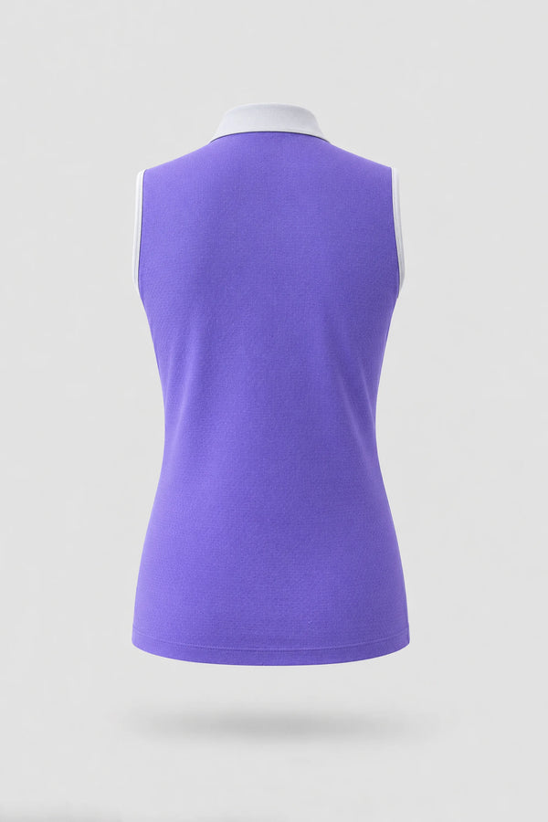 The Sleeveless Zip Neck Golf Polo - Violet