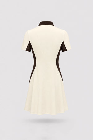 The Contour Zip Polo Golf Dress - Cream