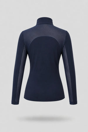 The Long Sleeve Zip Neck Golf Top - Midnight Navy