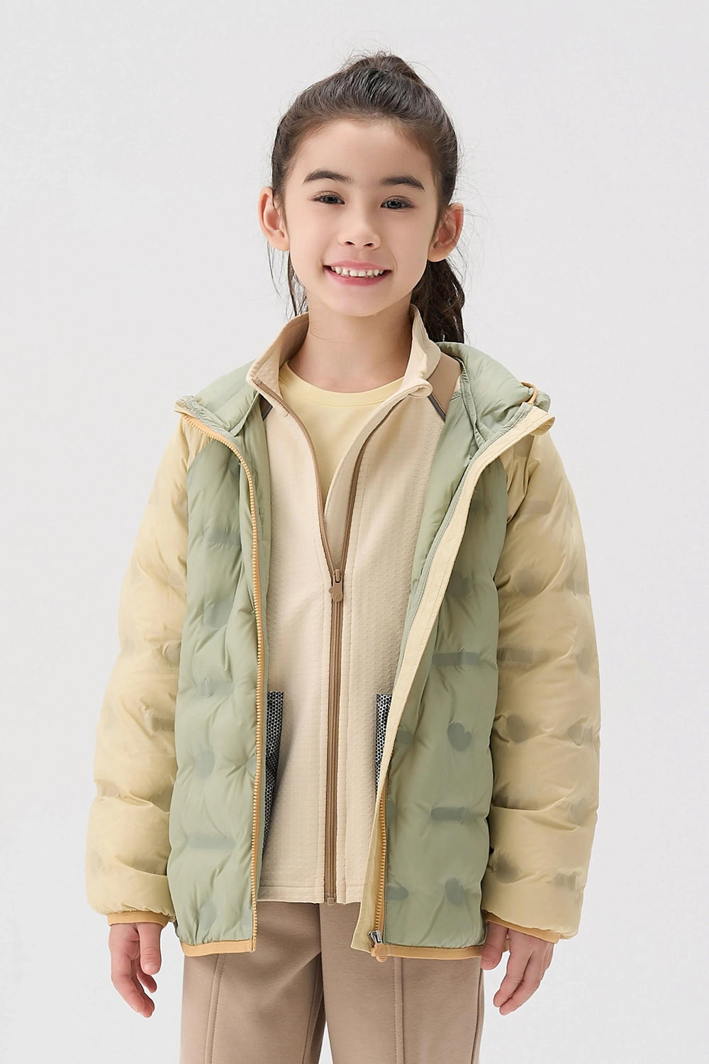 Lightweight Goose Down Coat - Olive Green