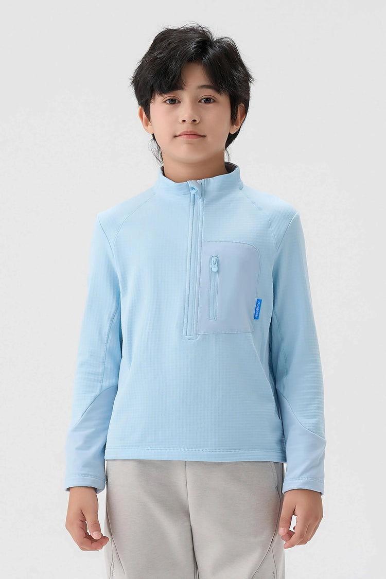 Quick-Dry Grid Fleece Pullover - Dusty Blue