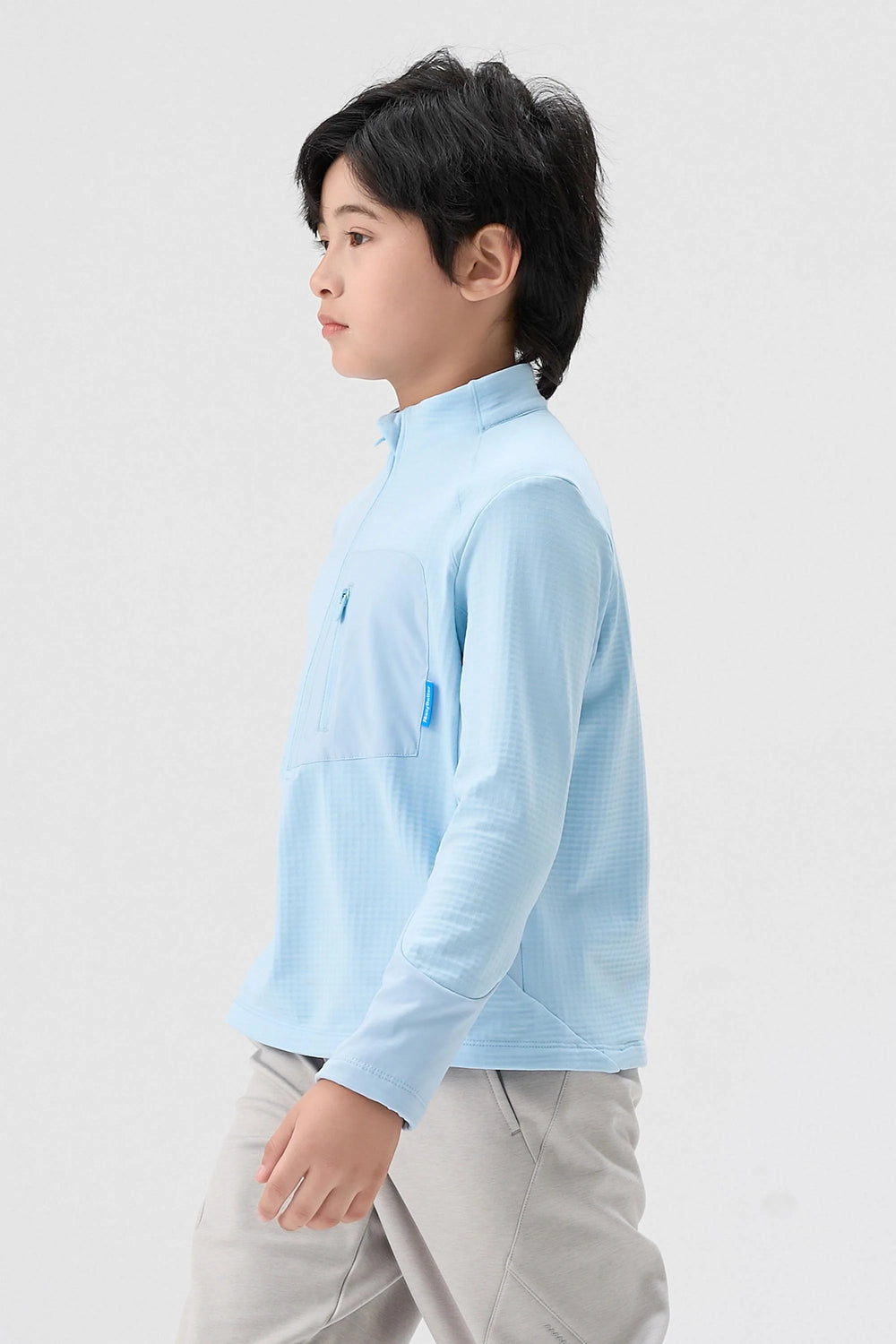 Quick-Dry Grid Fleece Pullover - Dusty Blue