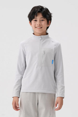 Quick-Dry Grid Fleece Pullover - Light Grey