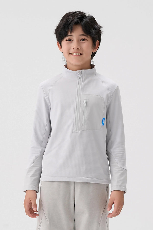 Quick-Dry Grid Fleece Pullover - Light Grey