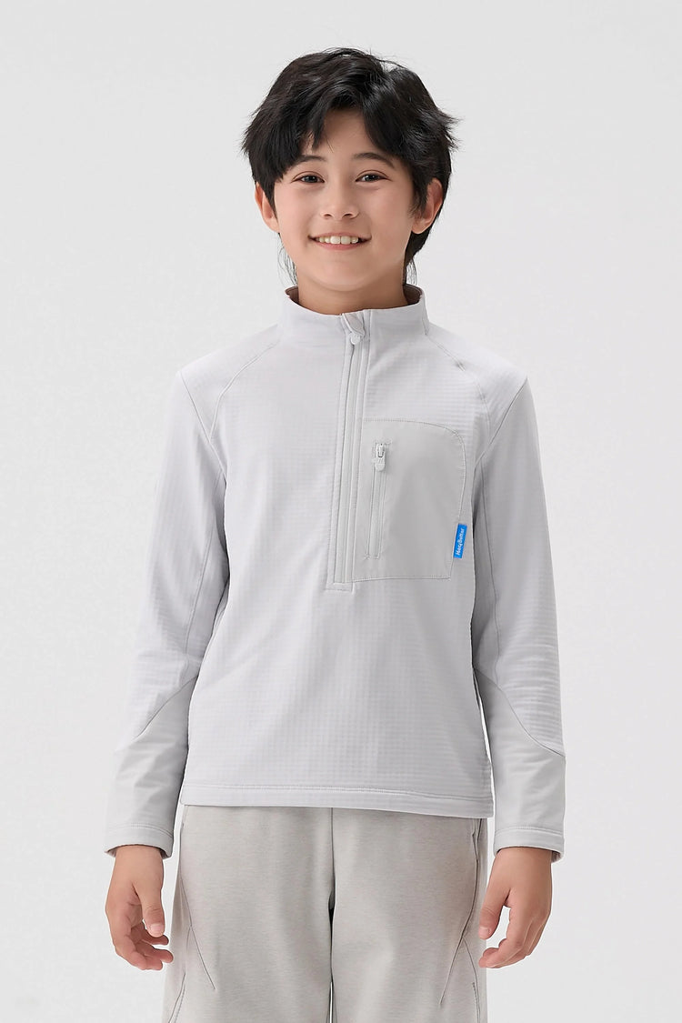 Quick-Dry Grid Fleece Pullover - Light Grey
