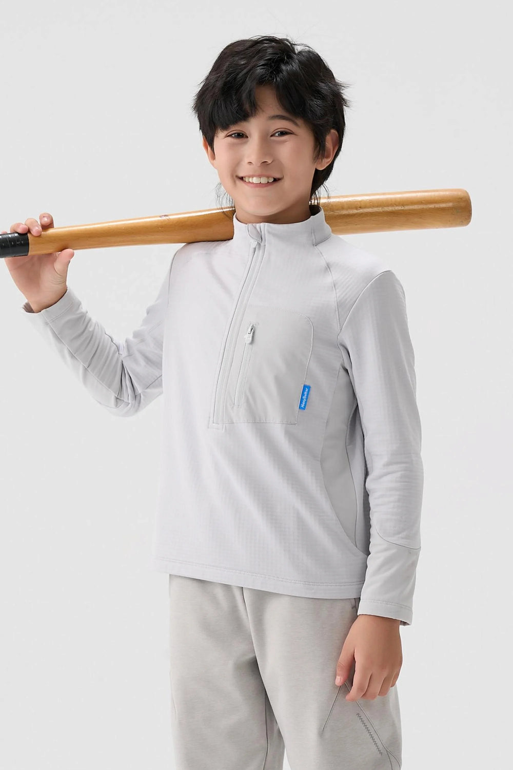 Quick-Dry Grid Fleece Pullover - Light Grey