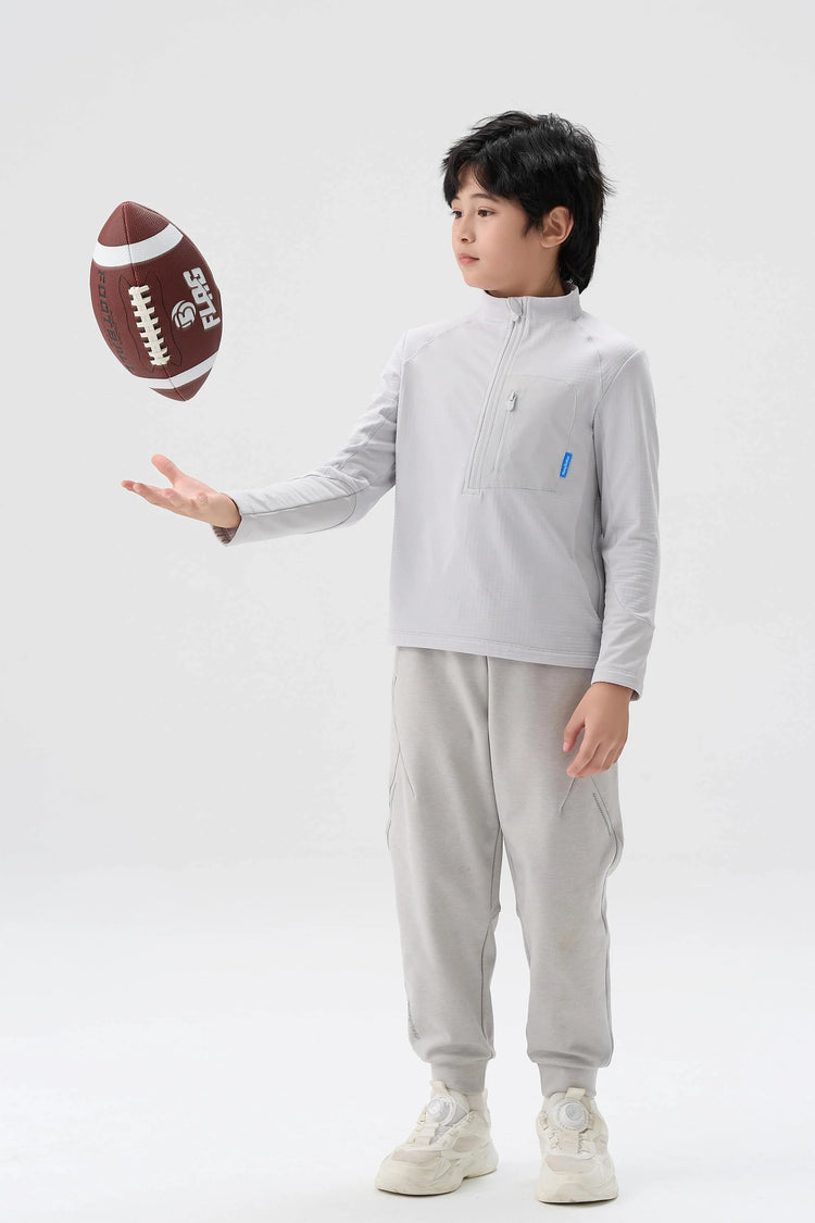 Quick-Dry Grid Fleece Pullover - Light Grey