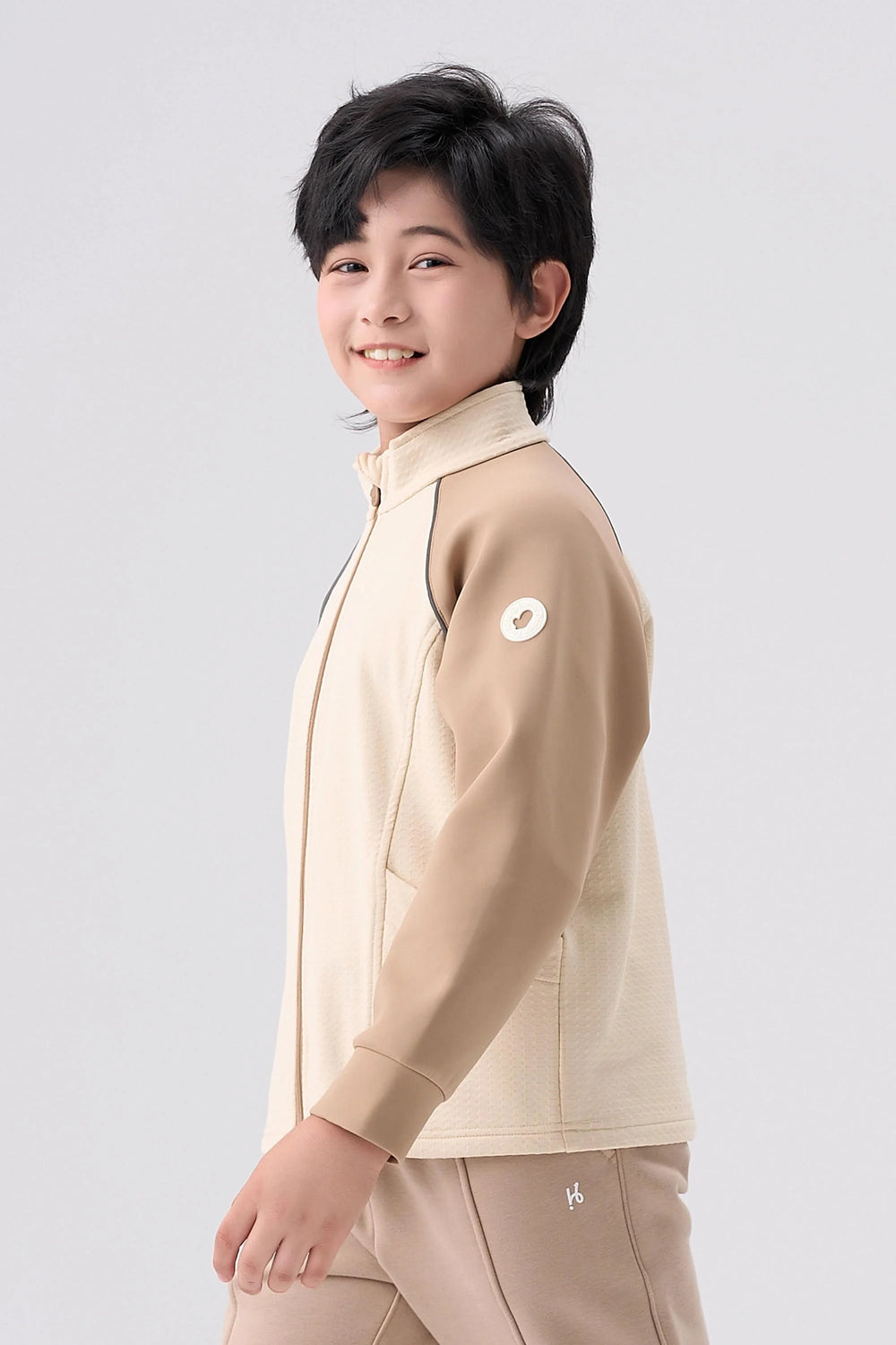 Grid-Fleece Windproof Jacket - Sandstone