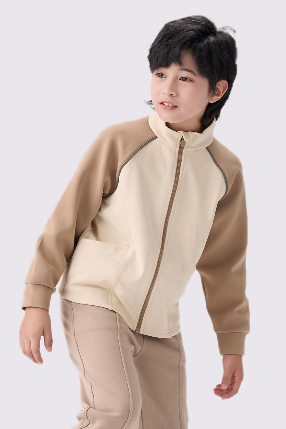 Grid-Fleece Windproof Jacket - Sandstone