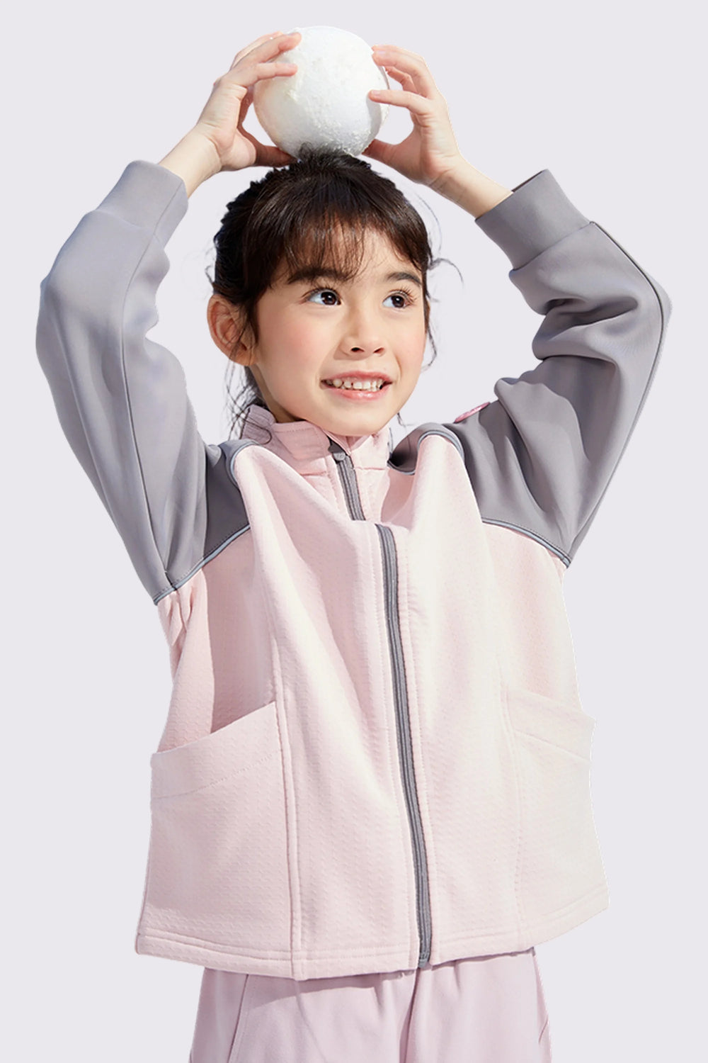 Grid-Fleece Windproof Jacket - Dusty Rose