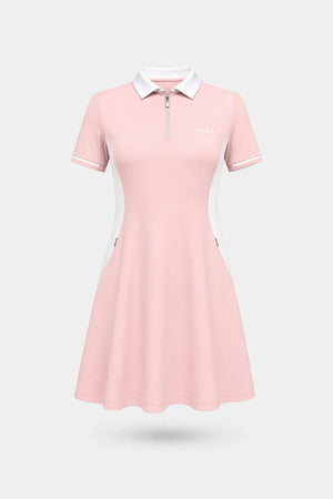 The Contour Zip Polo Golf Dress - Pink