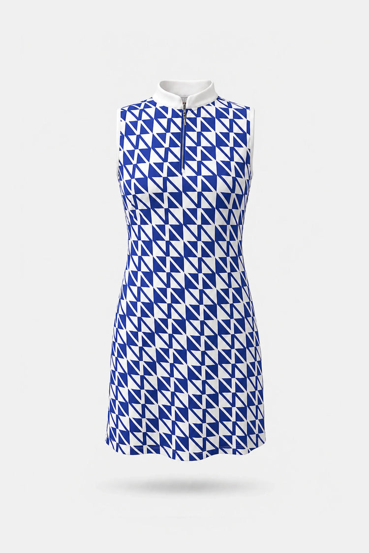 The Sleeveless Zip Golf Dress - Signature Blue