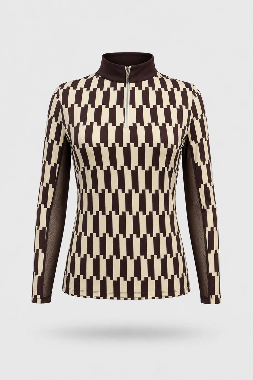 The Long Sleeve Zip Neck Golf Top - Verona Print