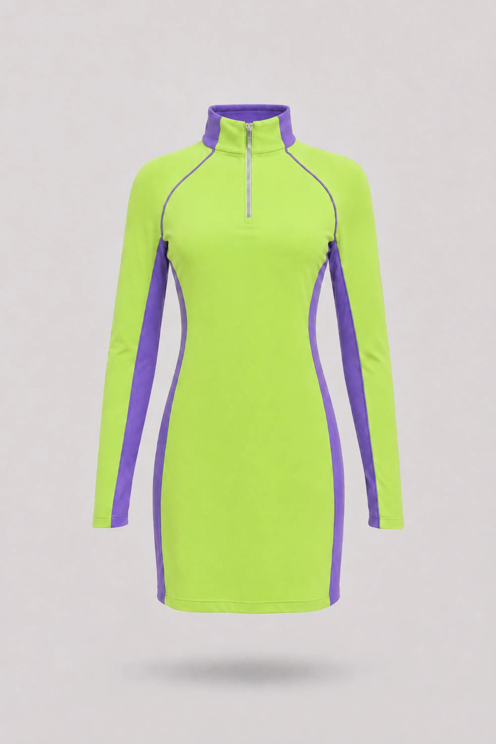 The Long Sleeve Zip Golf Dress - Volt Green