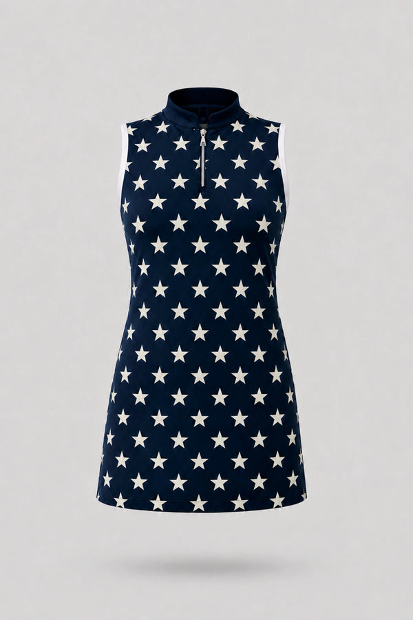 The Sleeveless Zip Golf Dress - Starfield